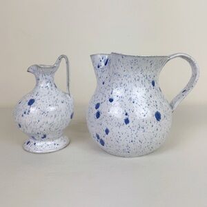 Blue Speckled Handmade Ceramic Pitcher Set